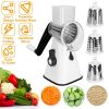 Hand Rotary Vegetable Mandoline Slicer Manual Rotary Fruit Cutter Cheese Grater Grinder Chopper Shredder w/ 3 Stainless Steel Drums Strong Suction Bas