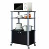 Modern 3-Shelf Kitchen Baker’s Rack Cart on Wheels in Black Wood Finish