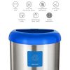 13-Gallon Stainless Steel Recycle Bin with Blue Open Top