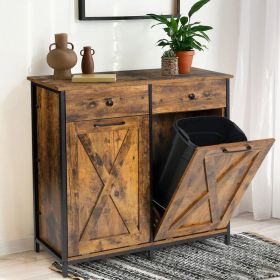 Rustic Multipurpose 2 Drawer / 2 Tilt Out 10gL Kitchen Laundry Trash/Recycle Storage