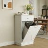 Trash Can Cabinet in White Wood Finish - Accommodates 10-Gallon Trash Bin