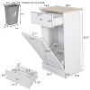 Trash Can Cabinet in White Wood Finish - Accommodates 10-Gallon Trash Bin