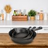 3Pcs Pre-Seasoned Cast Iron Skillet Set 6/8/10in Non-Stick Oven Safe Cookware Heat-Resistant Frying Pan for Frying Sautéing Cooking Baking