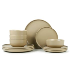 Mainstays Alessandra Matte Black 12-Piece Stoneware Dinnerware Set