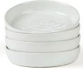 famiware Mars 4 Pieces Pasta Bowls Set, 8.5 inch Salad Bowls, Large Capacity, Bowl Sets with Brown Speckled, Microwave & Dishwasher Safe, White