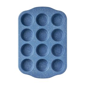 12-Cavity Nonstick Aluminized Steel Muffin Pan, 11" x 16", Blue Speckle