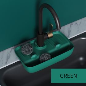 1pc Splash Guard For Sink Faucet; 10.63"x5.51"; Faucet Drain Rack; Super Absorbent Fast Drying Mat Sink Gadgets; Drip Catcher For Kitchen; Drain (Color: Green)